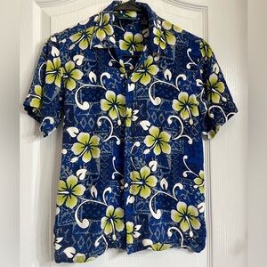 Liquid Hawaiian Youth Blue and Green Button-Up Size 8